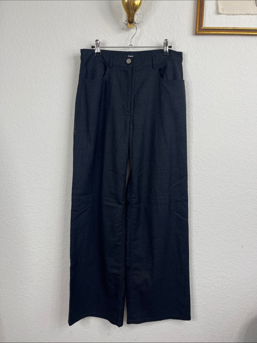 Theory Jean Wool 5-Pocket Pants Wide Leg Trousers